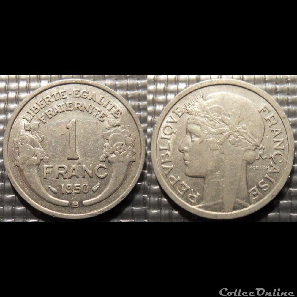 Hf 1 franc Morlon 1950 B 23mm 1.3g monnaie france moderne hf 1 franc morlon 1950 b 23mm 1 3g