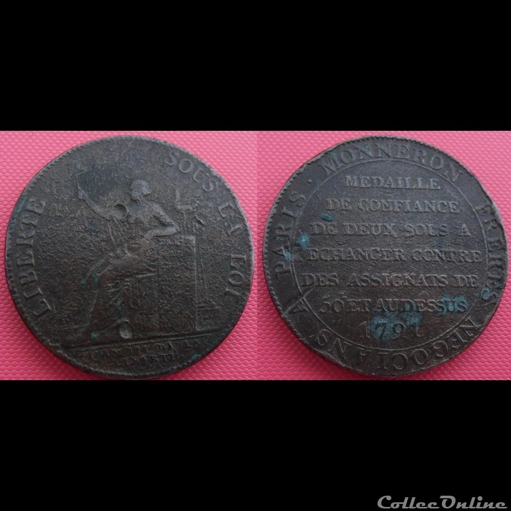 o- Monnaie de confiance 2 Sols à la Liberté 1791 jeton mereaux o monnaie de confiance 2 sols a la liberte 1791