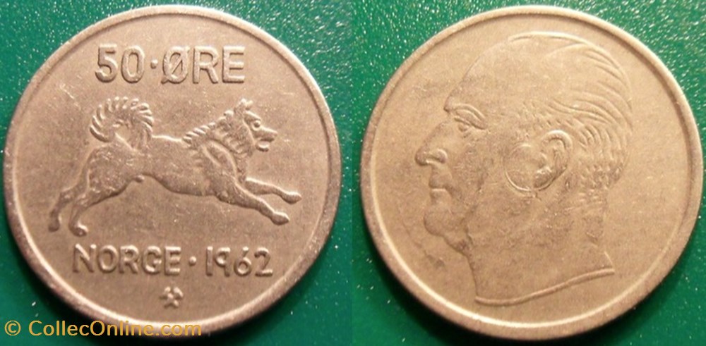 50 Ore 1962 monnaie monde norvege 50 ore 1962