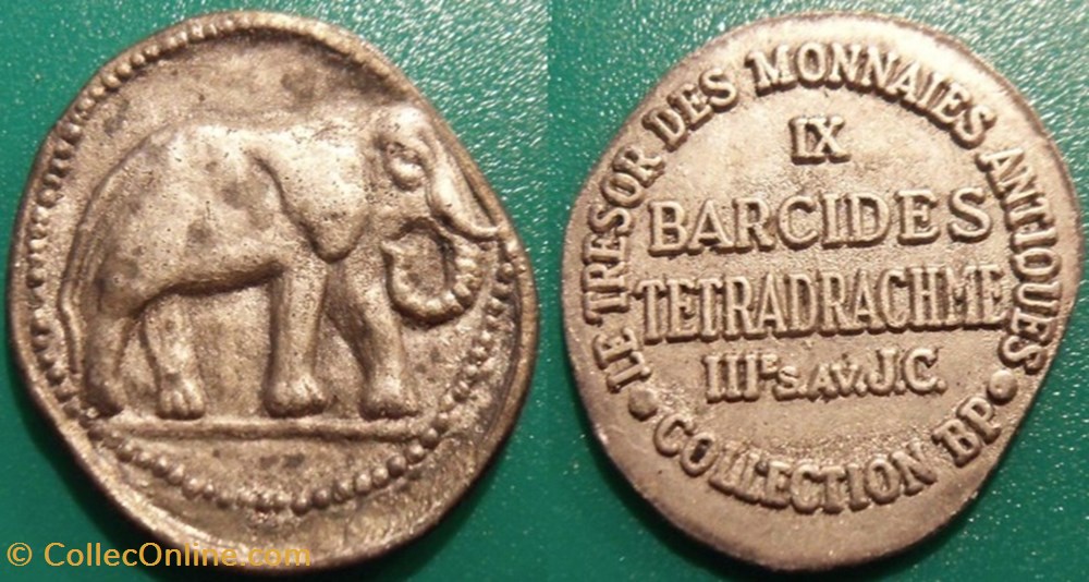 s- jeton BP Le trésor des monnaies antiques n°9 Barcides Tétradrachme paranumismatique jetons poids s jeton bp le tresor des monnaies antiques n 9 barcides tetradrachme