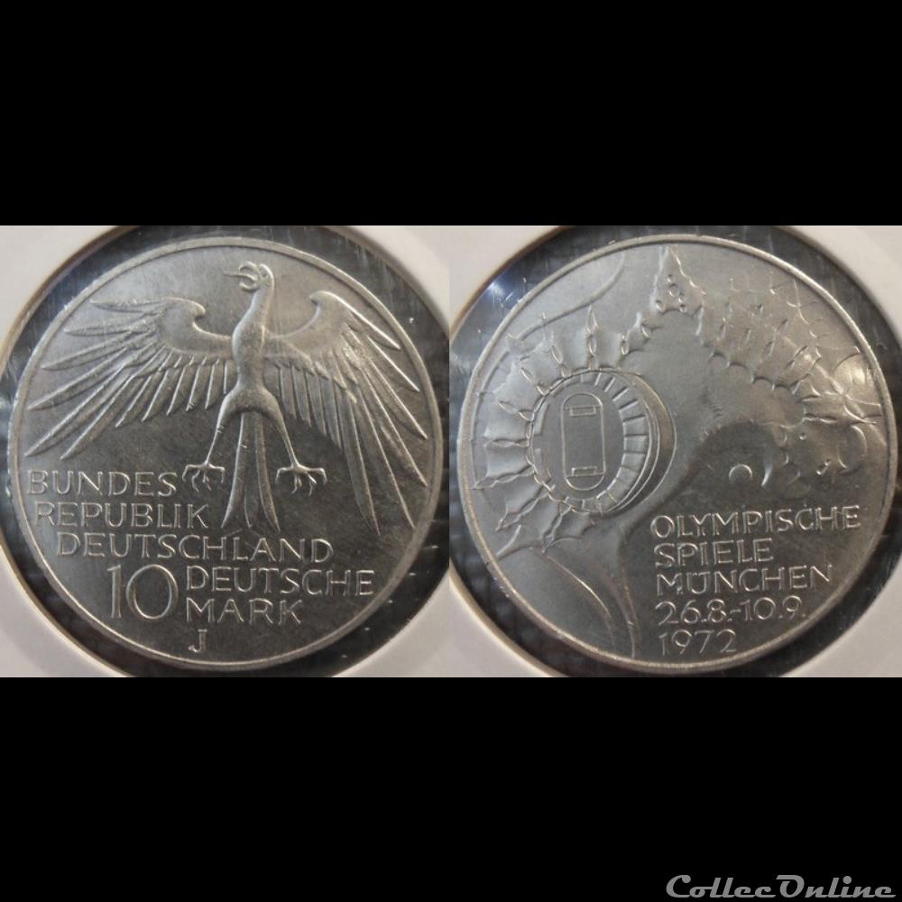 Germany 10 Mark 1972 J monnaie france colony germany 10 mark 1972 j