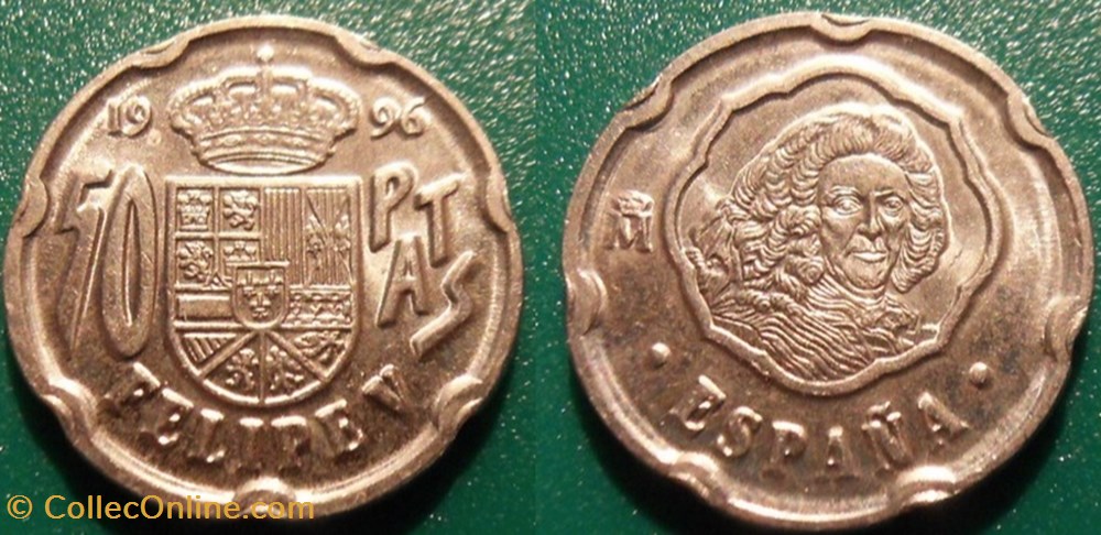 50 Pesetas 1996 Philippe V monnaie monde espagne 50 pesetas 1996 philippe v