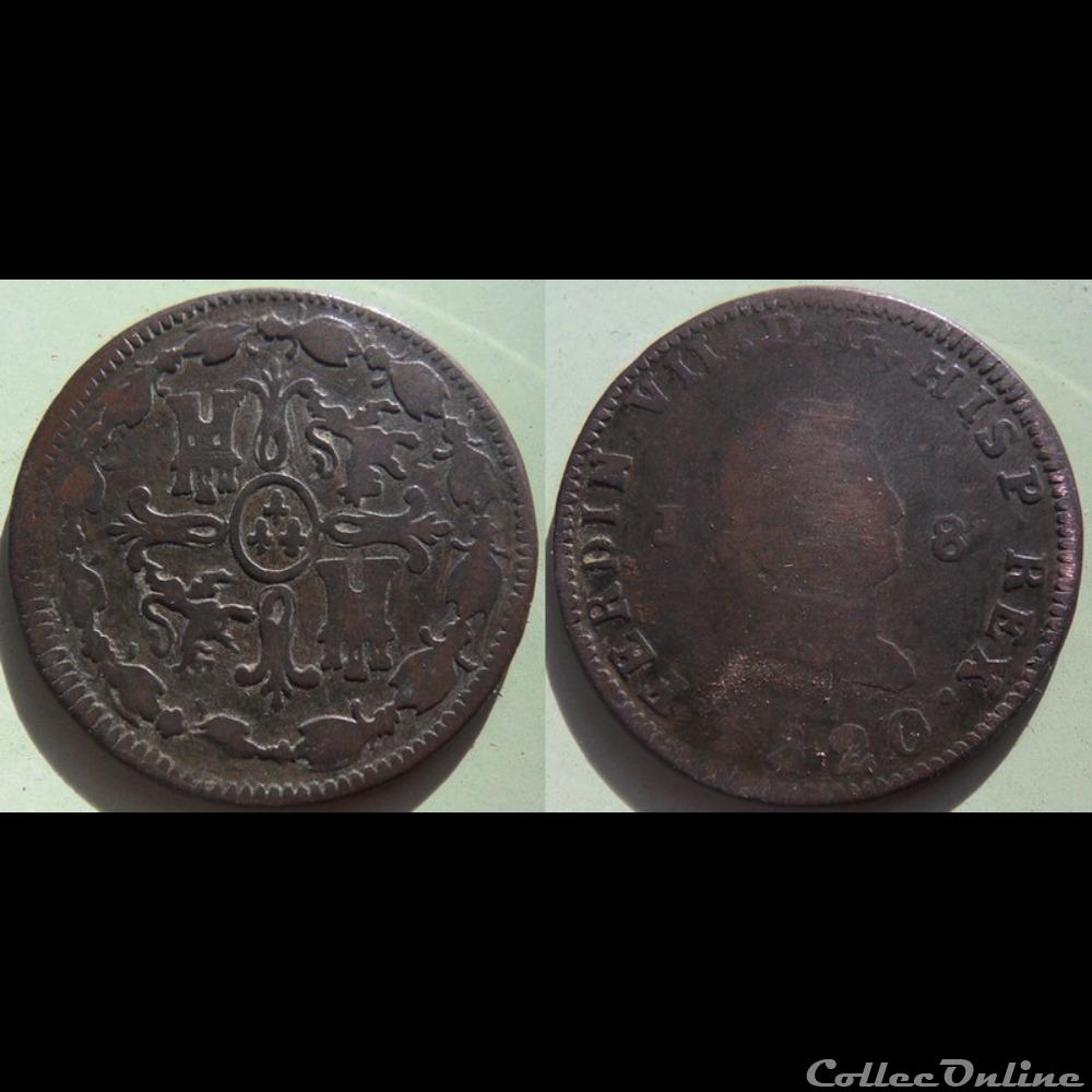 Espagne 8 maradevis 1820 monnaie monde espagne 8 maradevis 1820
