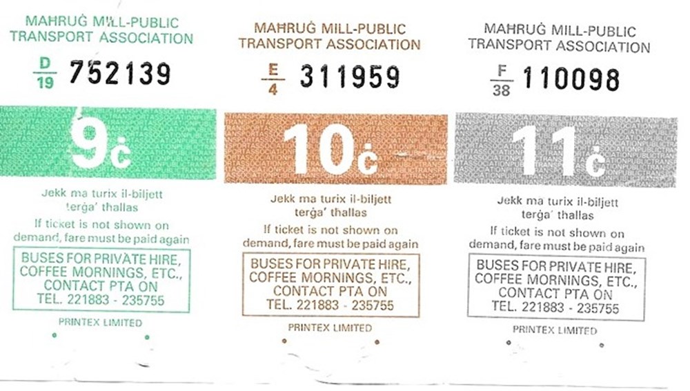 Malte 3 tickets de bus 1993 documents anciens entree malte 3 tickets de bus 1993