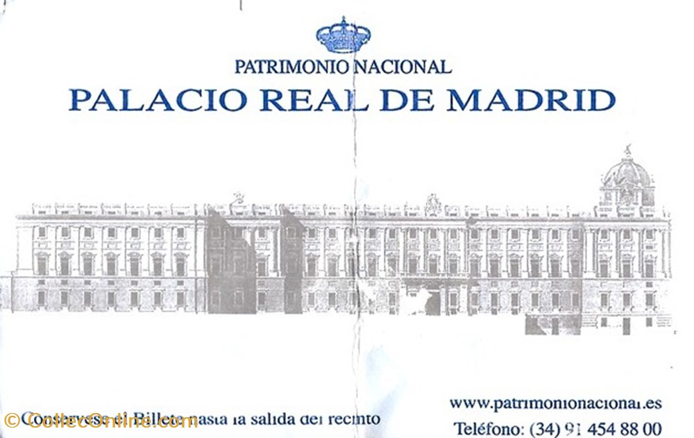 Espagne Palacio Real de Madrid documents anciens tickets entree espagne palacio real de madrid