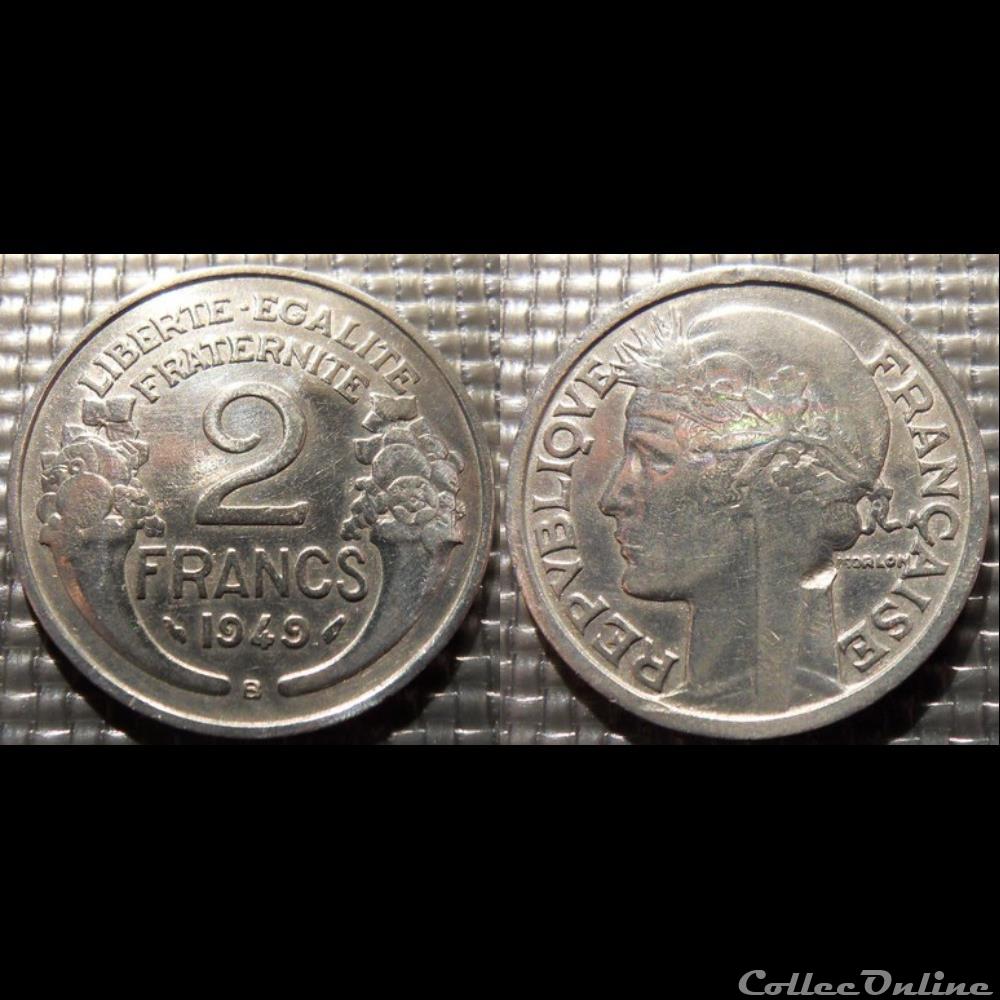 Jf 2 francs Morlon 1949 B 27mm 2.2g monnaie france moderne jf 2 francs morlon 1949 b 27mm 2 2g