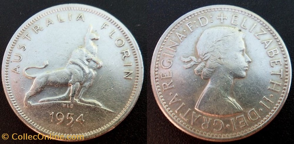 Australie 1 Florin 1954 - Elizabeth II - Visite Royale monnaies monde australie 1 florin 1954 elizabeth ii visite royale
