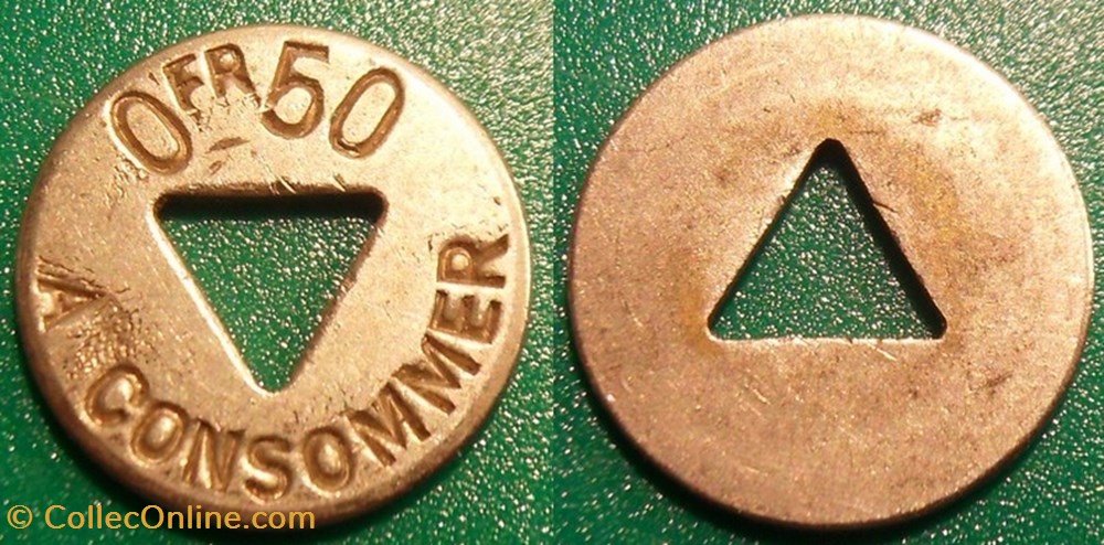 f- Jeton à consommer 0fr50 monnaies jetons mereaux f jeton a consommer 0fr50
