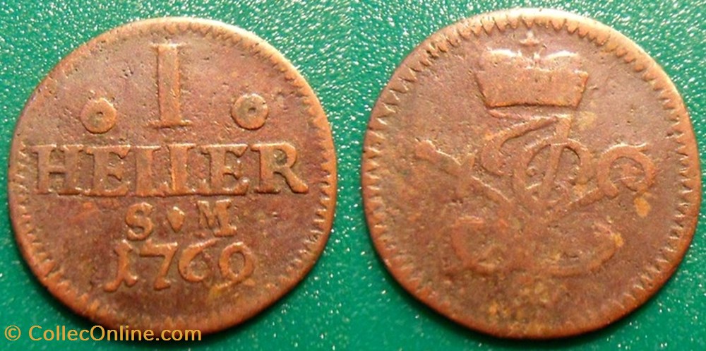 monnaies europe medievale allemagne erfurt 1 heller 1760