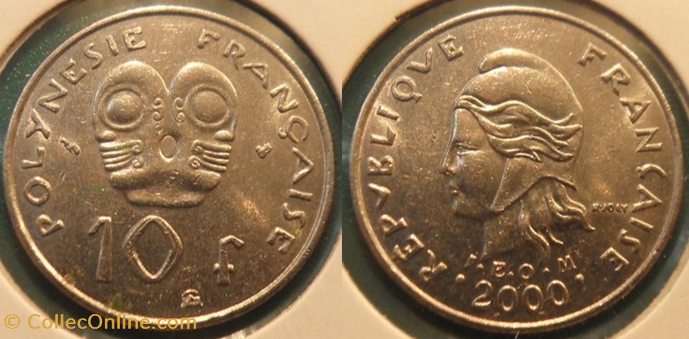 monnaie france colony polynesie francaise 10 francs i e o m 2000 abeille
