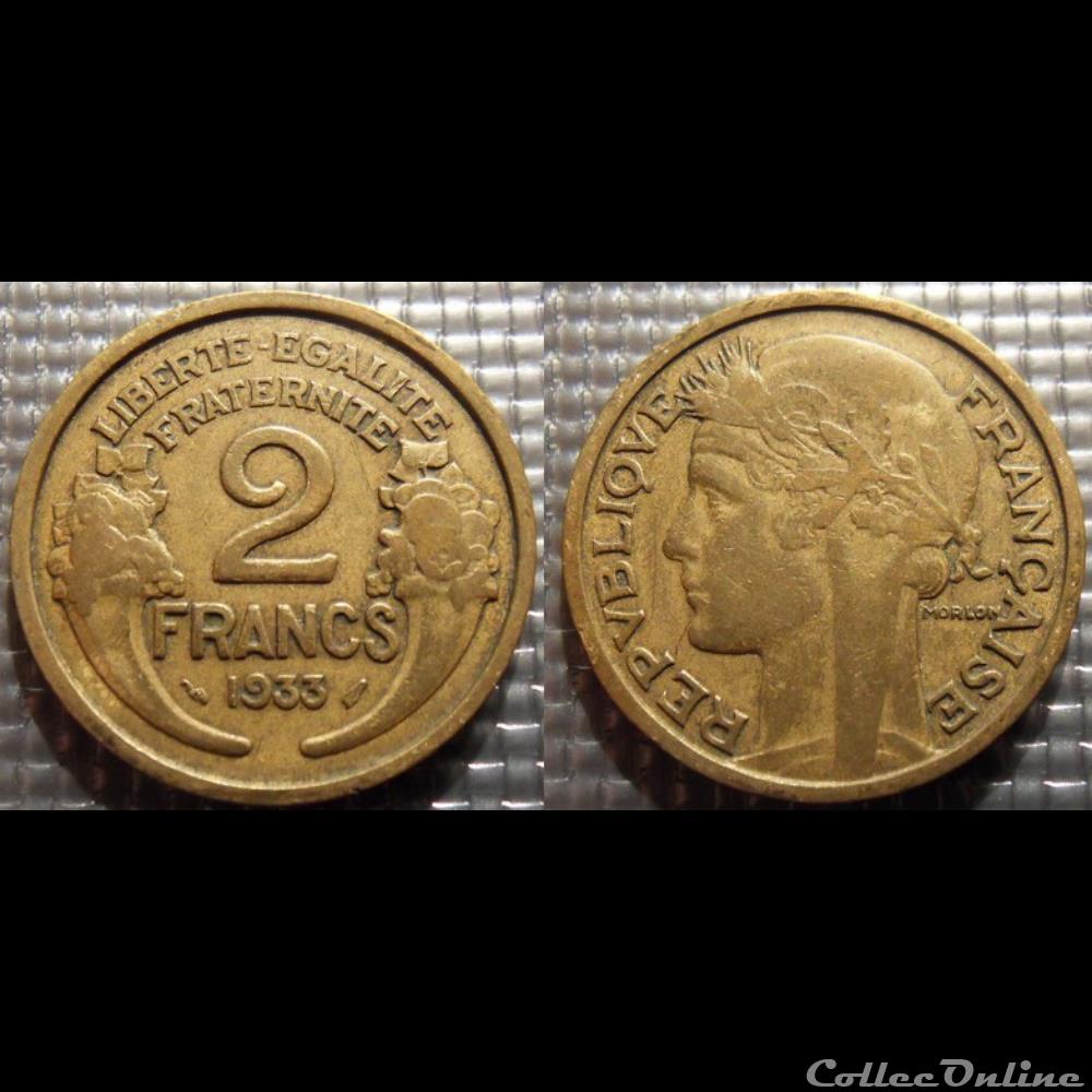 monnaie france moderne jc 2 francs morlon 1933 27mm 8g