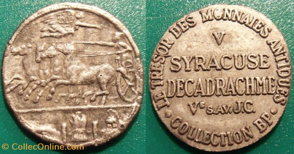 s- jeton BP Le trésor des monnaies antiques n°5 Syracuse Décadrachme paranumismatique jetons poids s jeton bp le tresor des monnaies antiques n 5 syracuse decadrachme