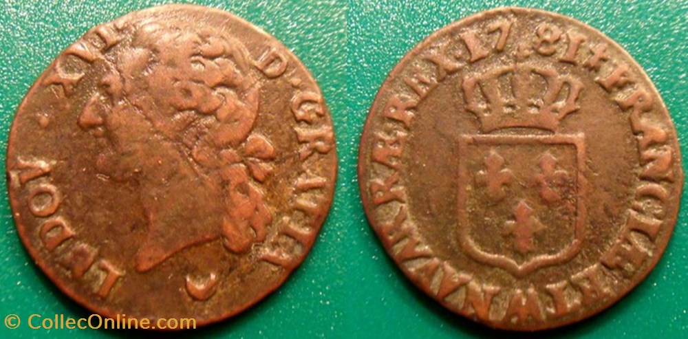 J2 Louis XVI 1/2 sol 1781 AA Metz monnaies europe medievale france royales j2 louis xvi 1 2 sol 1781 aa metz