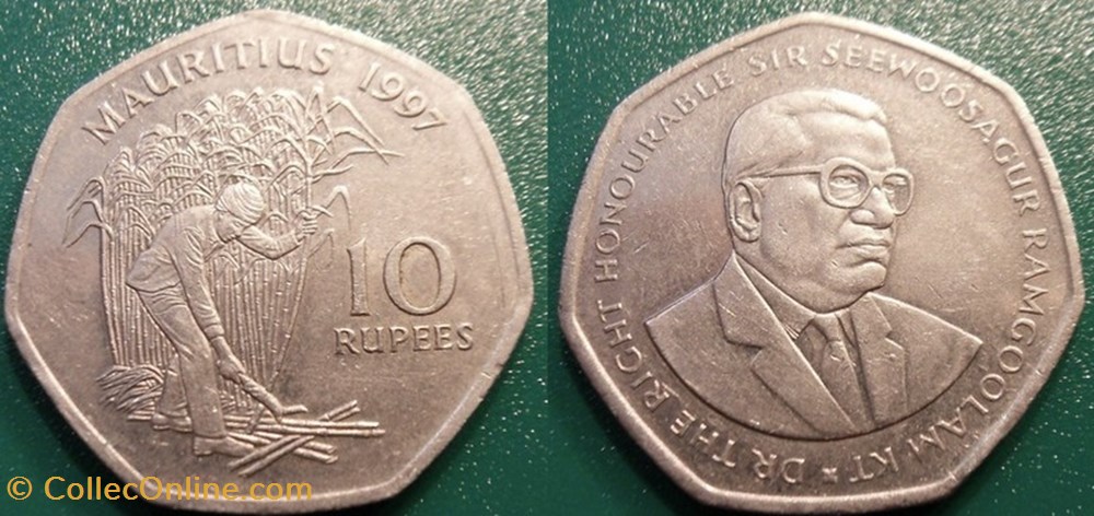 10 Roupies 1997 monnaie monde maurice 10 roupies 1997