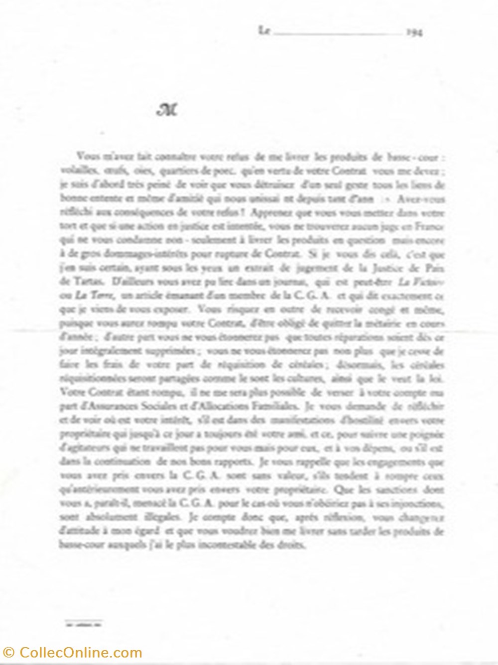 divers vieux papiers landes syndicat des proprietaires agricoles des landes 194