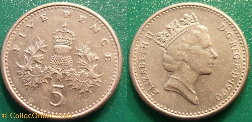 5 Pence 1990 monnaie monde royaume uni 5 pence 1990