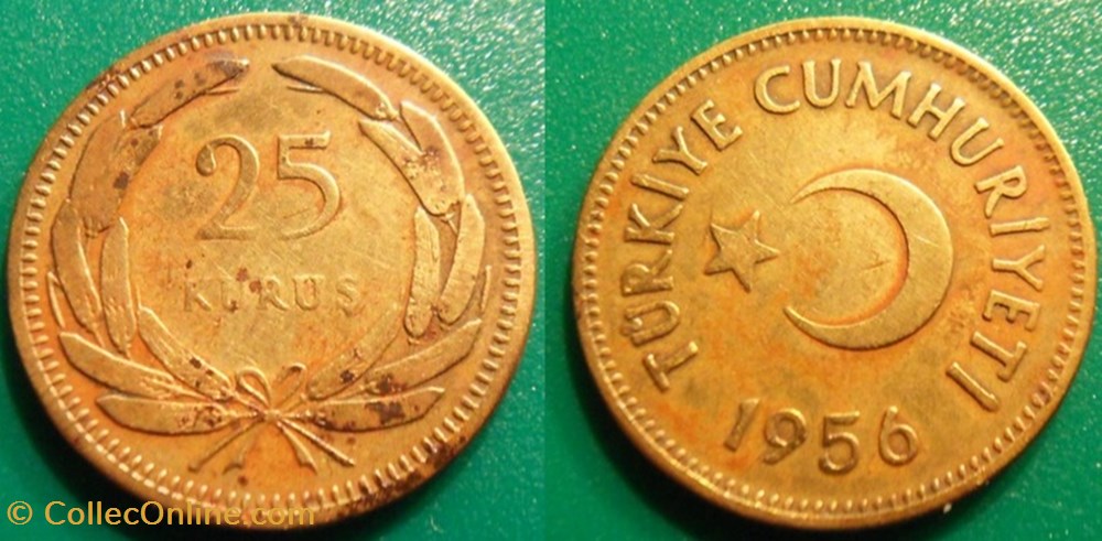 monnaie monde turquie 25 kurus 1956
