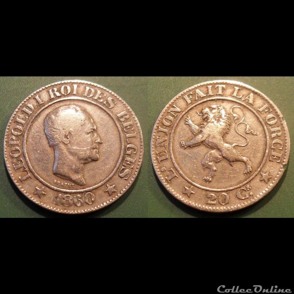 Belgique 20 Centimes 1860 des Belges monnaie monde belgique 20 centimes 1860 des belges