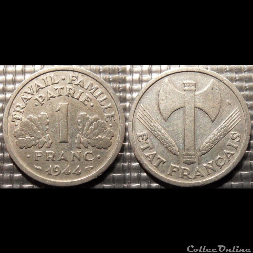 He 1 franc Bazor 1944 1.3g poids faible, 1.6g poids fort monnaie france moderne he 1 franc bazor 1944 1 3g poids faible 1 6g poids fort