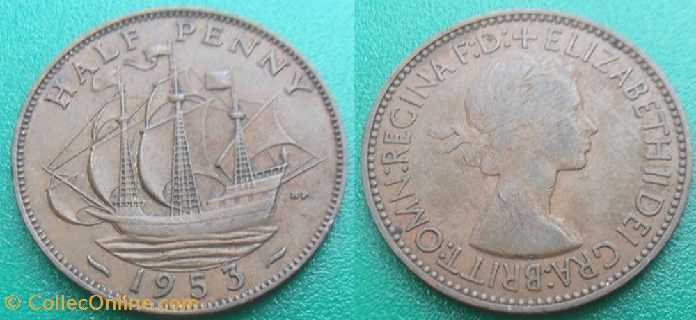 monnaie monde royaume uni 1 2 penny 1953