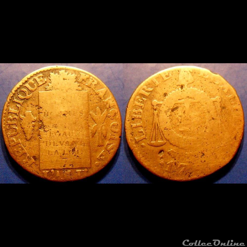 B-Convention Sol aux Balances 1793 D Lyon monnaie france moderne b convention sol aux balances 1793 d lyon