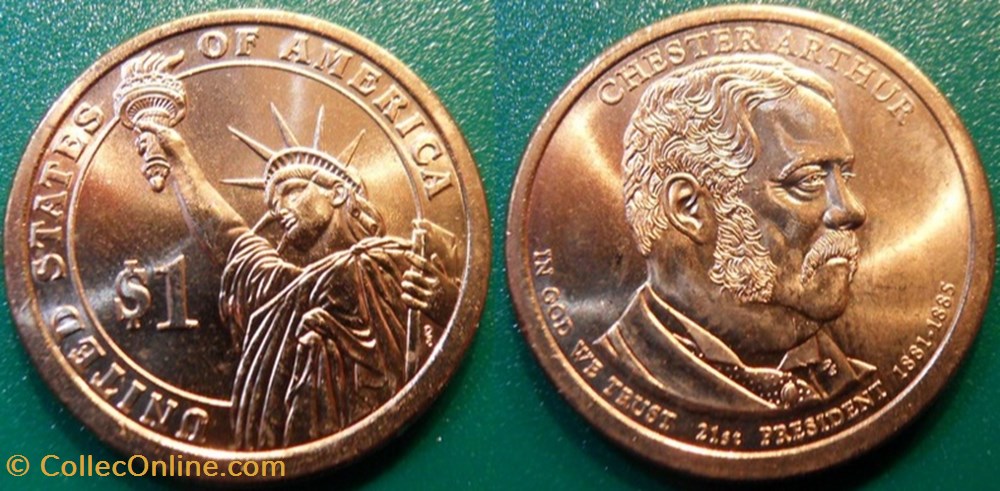 1 dollar Presidents: 1881-1885 Chester Arthur monnaie monde etat uni 1 dollar presidents 1881 1885 chester arthur