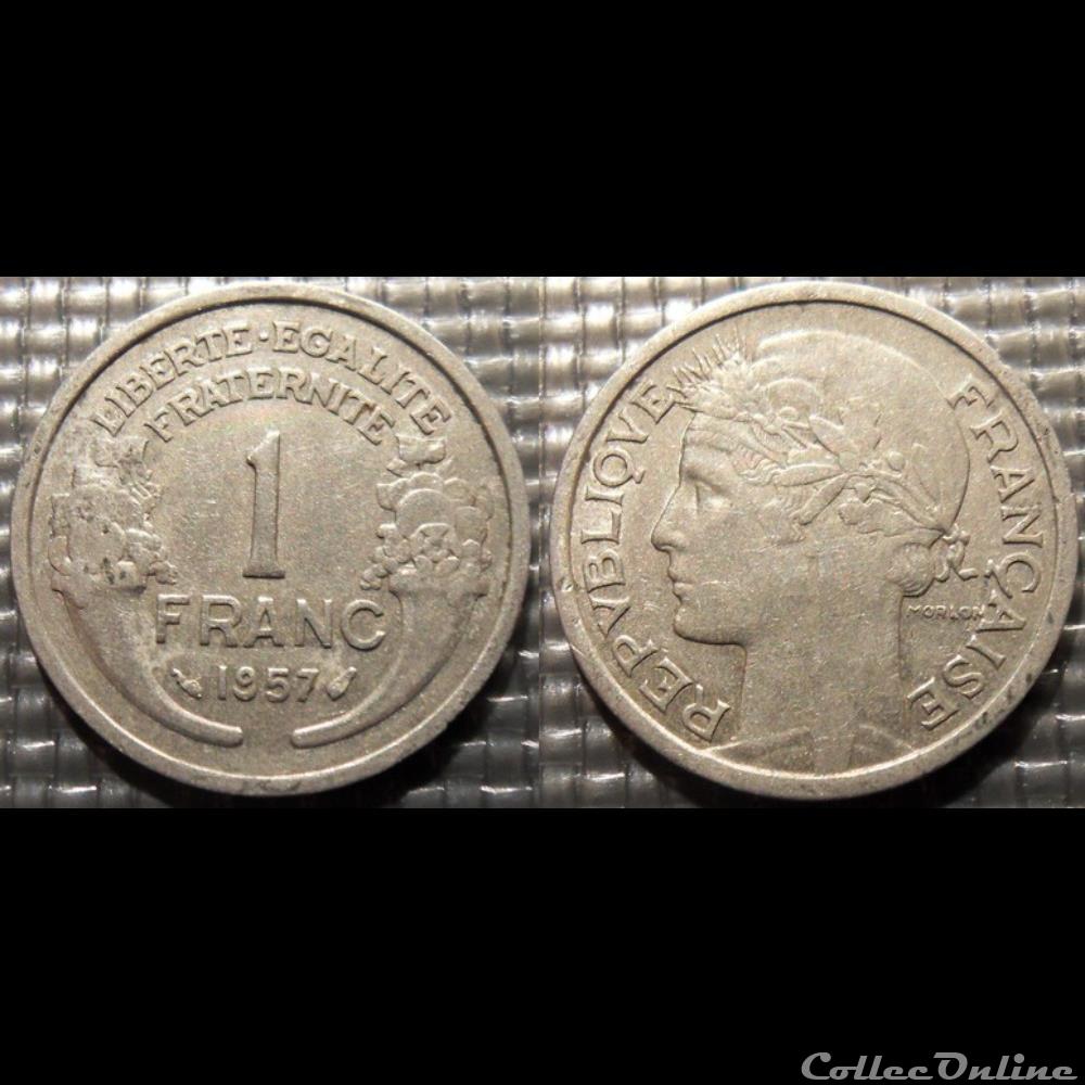 Hf 1 franc Morlon 1957 23mm 1.3g monnaie france moderne hf 1 franc morlon 1957 23mm 1 3g