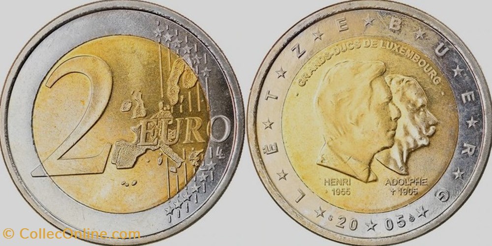 2005 2 Euros Grands-Ducs Henri et Adolphe monnaies monde luxembourg 2005 2 euros grands ducs henri et adolphe