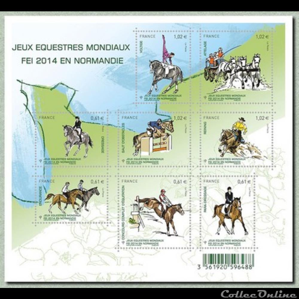 2014 Jeux Equestres Mondiaux en Normandie timbre france assignat 2014 jeux equestres mondiaux en normandie
