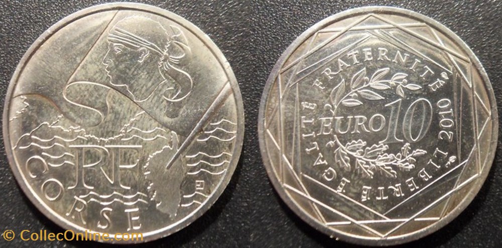 10 Euros des Régions 2010 1er type CORSE monnaies monde france 10 euros des regions 2010 1er type corse