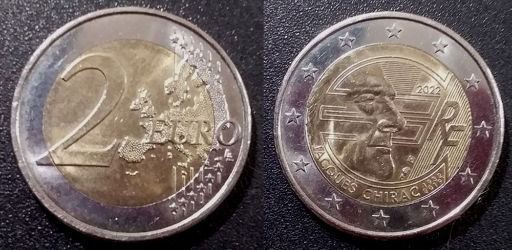 2 Euros 2022 Jacques Chirac monnaies monde france 2 euros 2022 jacques chirac