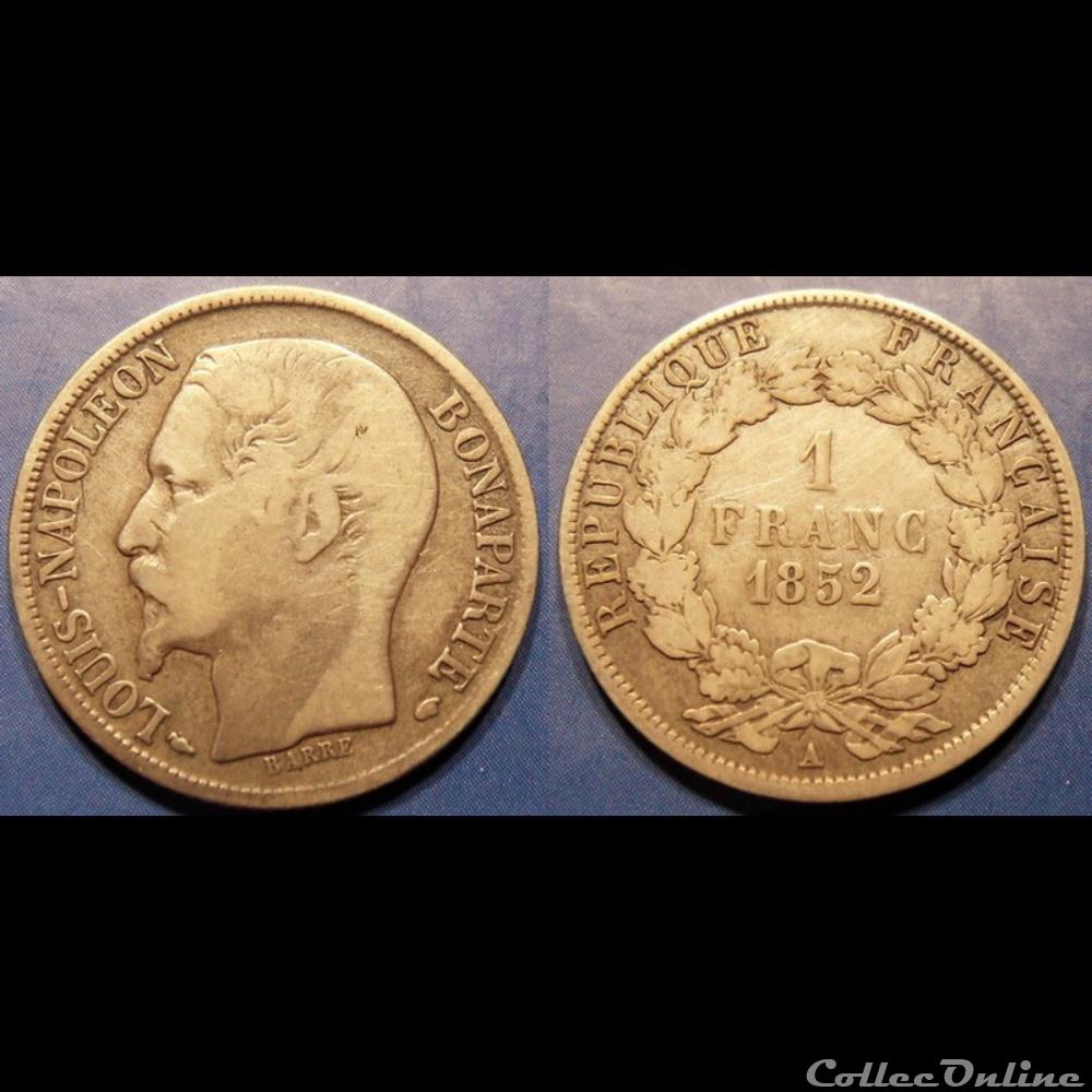monnaie france moderne n napoleon iii empereur 1 franc non laure 1852 a