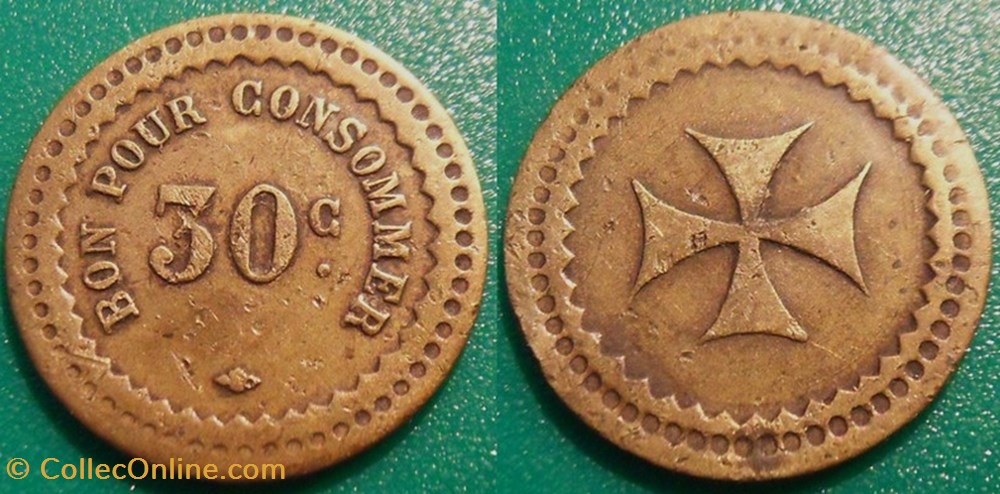 monnaies jetons mereaux f jeton a consommer 30c bon pour consommer croix de malte