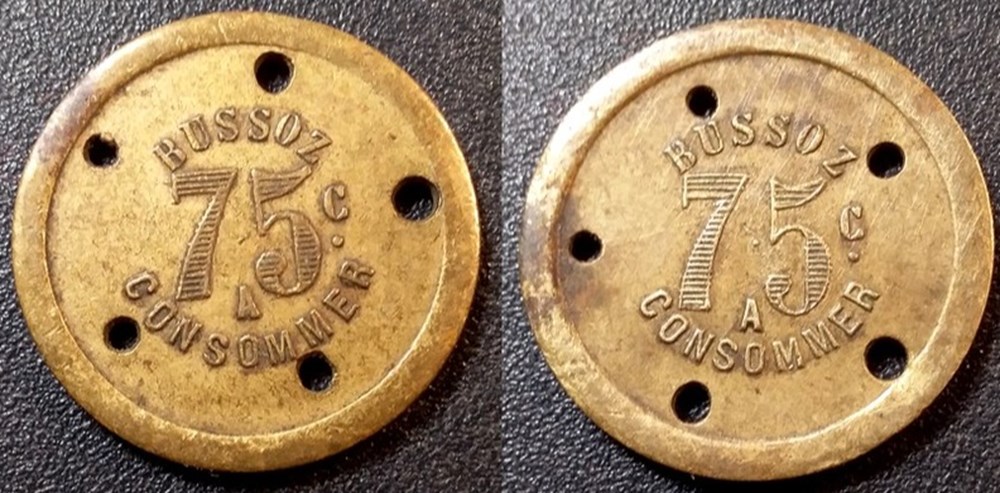 fb- Bussoz - Jeton à consommer 75 C. monnaies paranumismatique jetons poids fb bussoz jeton a consommer 75 c