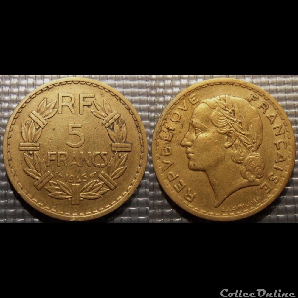 Kc 5 francs Lavrillier 1945 C 31mm 12g monnaie france moderne kc 5 francs lavrillier 1945 c 31mm 12g