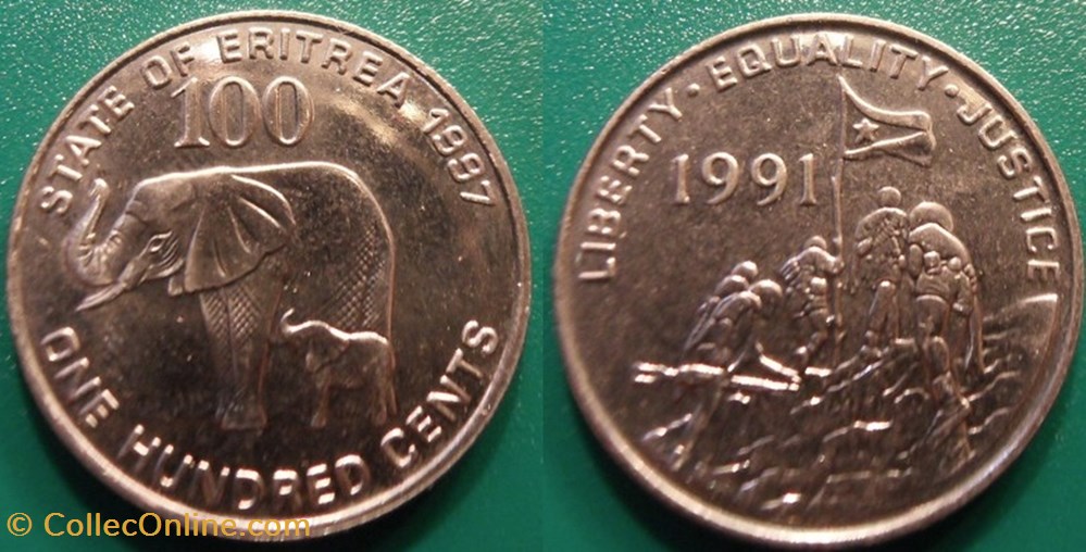 100 cents 1997 monnaie monde erythree 100 cents 1997