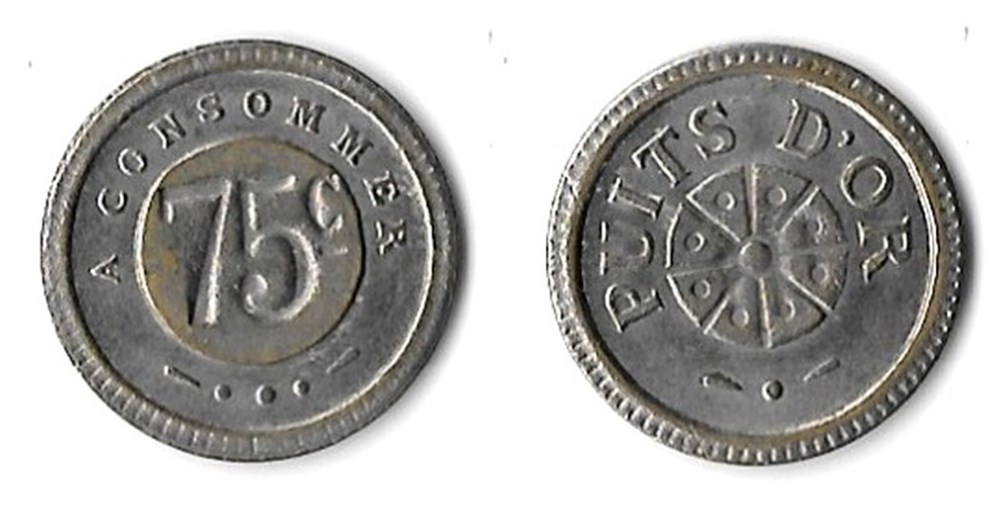 f- Jeton à consommer 75C à Consommer Puits d'or monnaies paranumismatique jetons poids f jeton a consommer 75c a consommer puits or