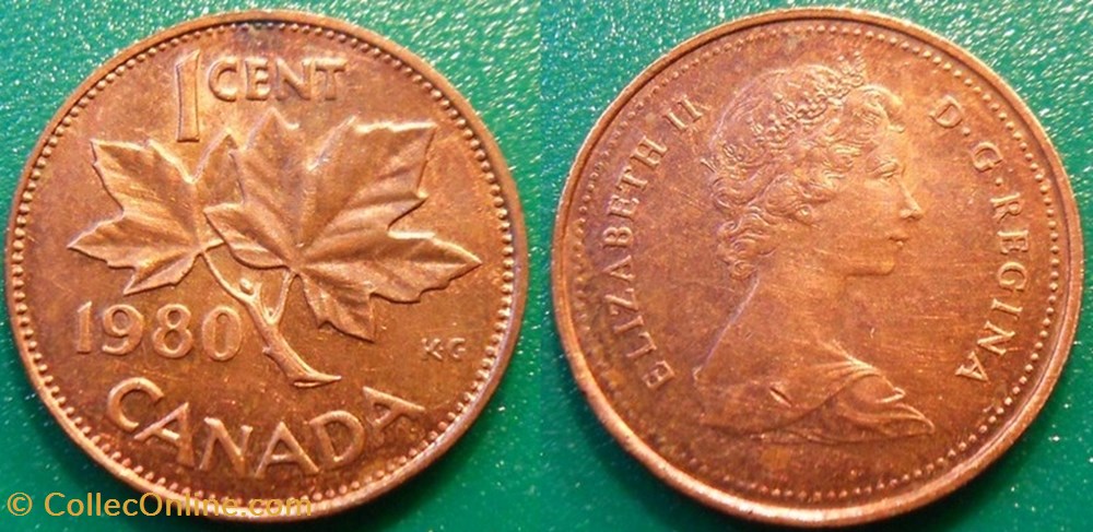 1 Cent 1980 monnaie monde canadum 1 cent 1980