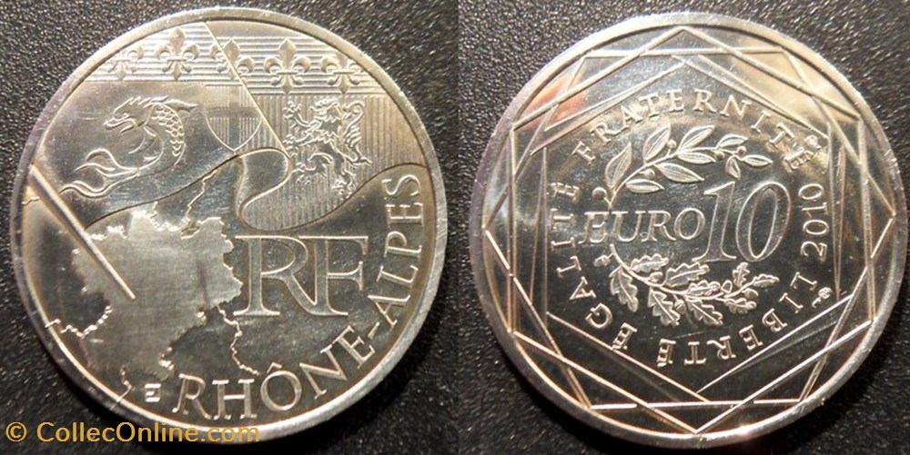 10 Euros des Régions 2010 1er type RHÔNE-ALPES monnaies monde france 10 euros des regions 2010 1er type rhone alpes