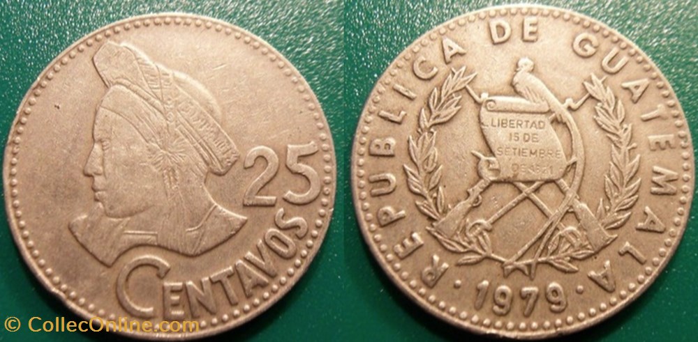 25 Centavos 1979 monnaie monde guatemala 25 centavos 1979