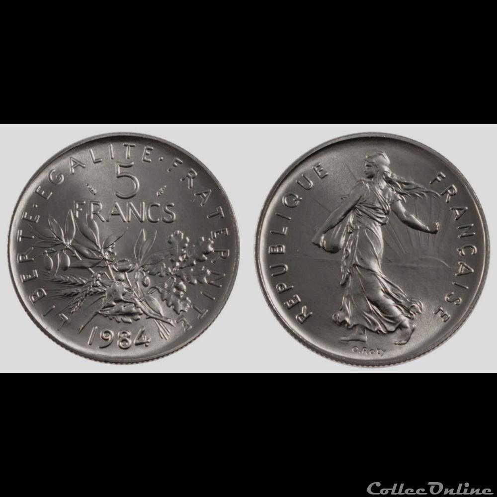 Kg 5 francs Semeuse 1984 29mm 10g monnaie france moderne kg 5 francs semeuse 1984 29mm 10g