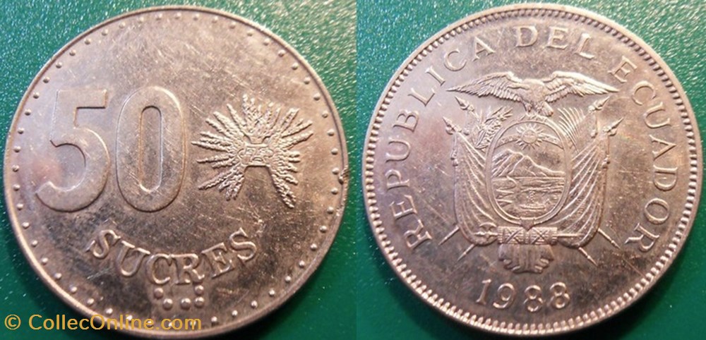 50 Sucres 1988 monnaie monde equateur 50 sucres 1988