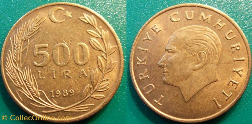 500 Lira 1989 monnaie monde turquie 500 lira 1989