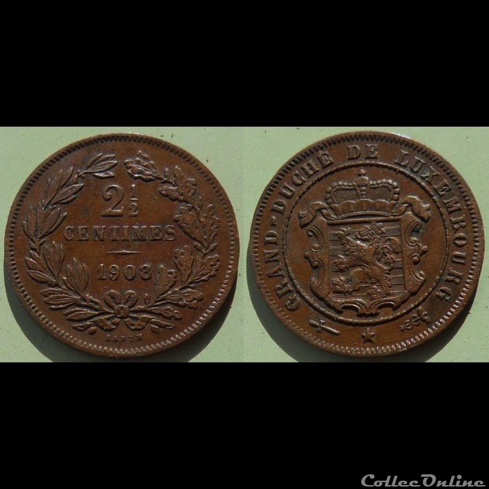 monnaie monde luxembourg 2 1 2 centimes 1908