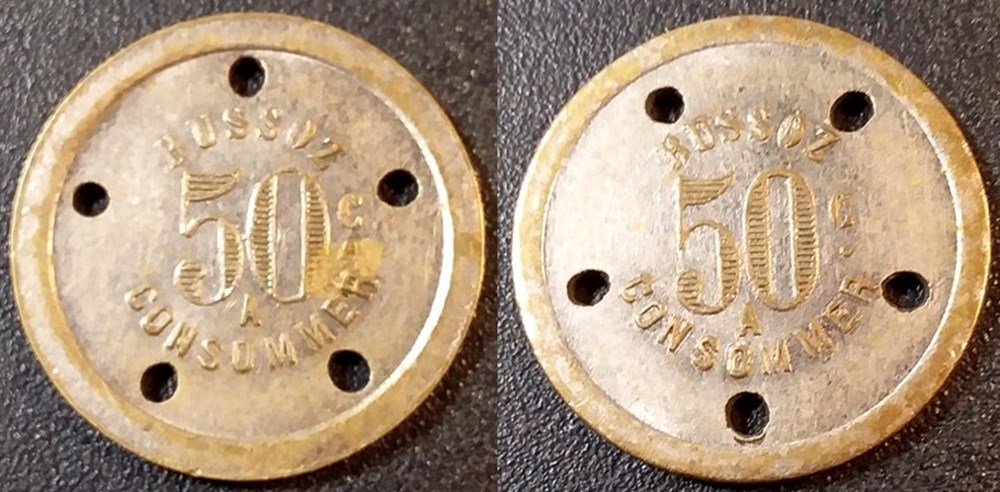 fb- Bussoz - Jeton à consommer 50 C. monnaies paranumismatique jetons poids fb bussoz jeton a consommer 50 c