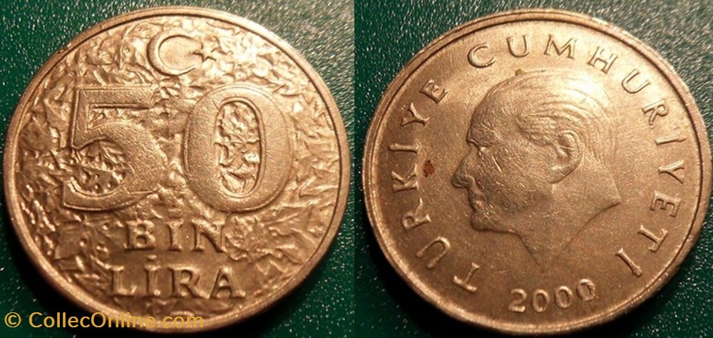 50 000 Lira 2000 monnaie monde turquie 50 000 lira 2000