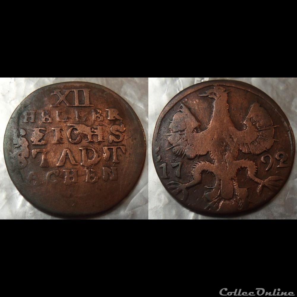 Allemagne Aachen 12 Heller 1792 monnaie monde moderne allemagne aachen 12 heller 1792