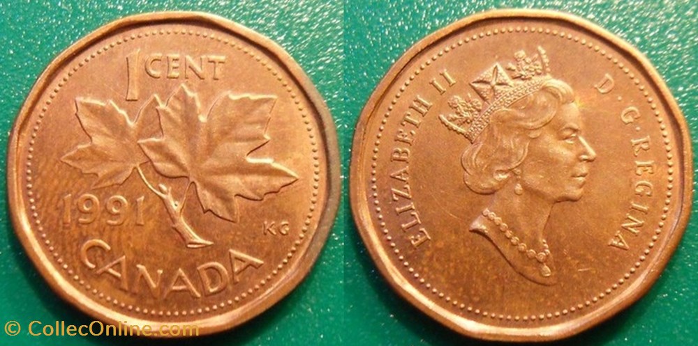 monnaie monde canadum 1 cent 1991