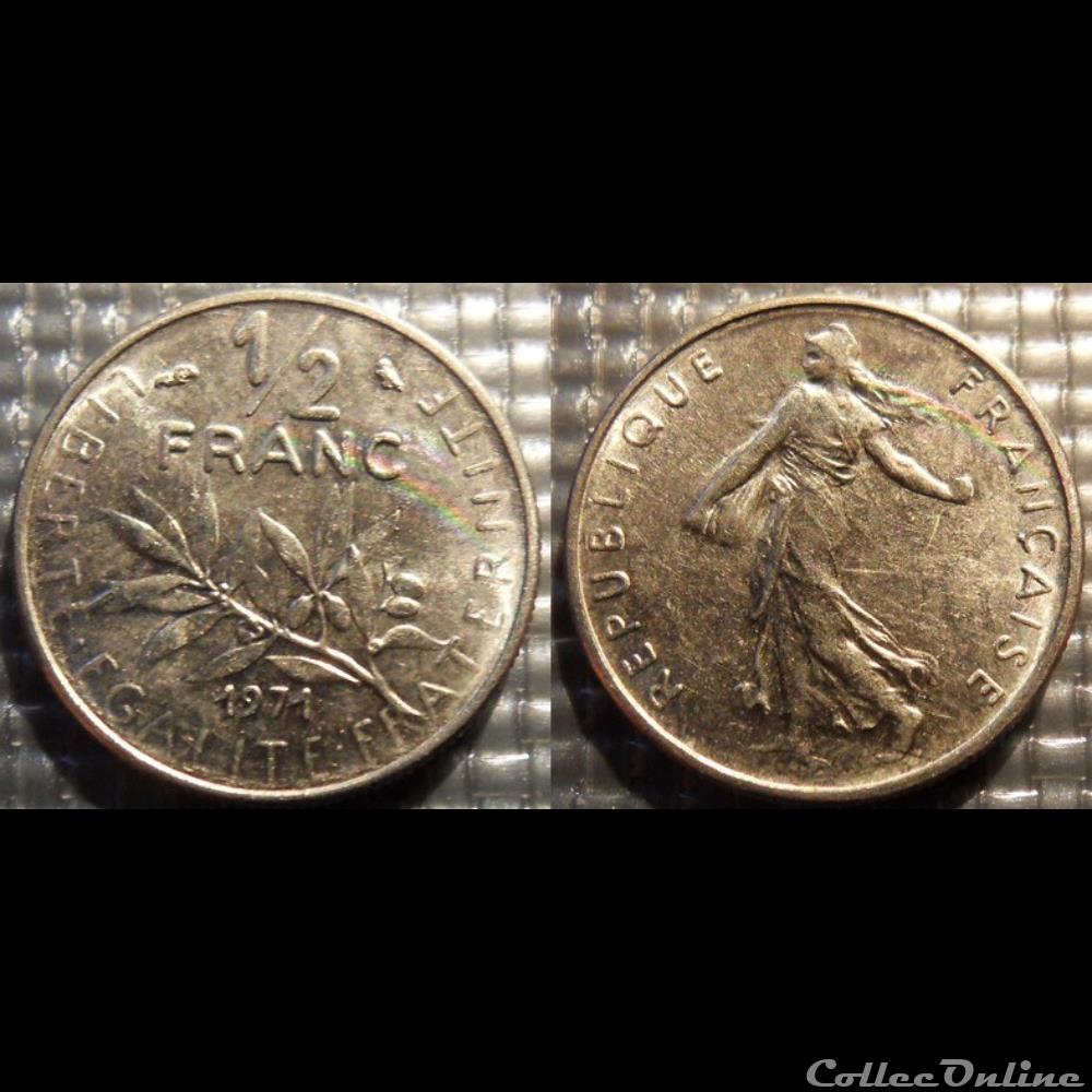 Gl 1/2 franc semeuse 1971 19.5mm 4.5g monnaie france moderne gl 1 2 franc semeuse 1971 19 5mm 4 5g