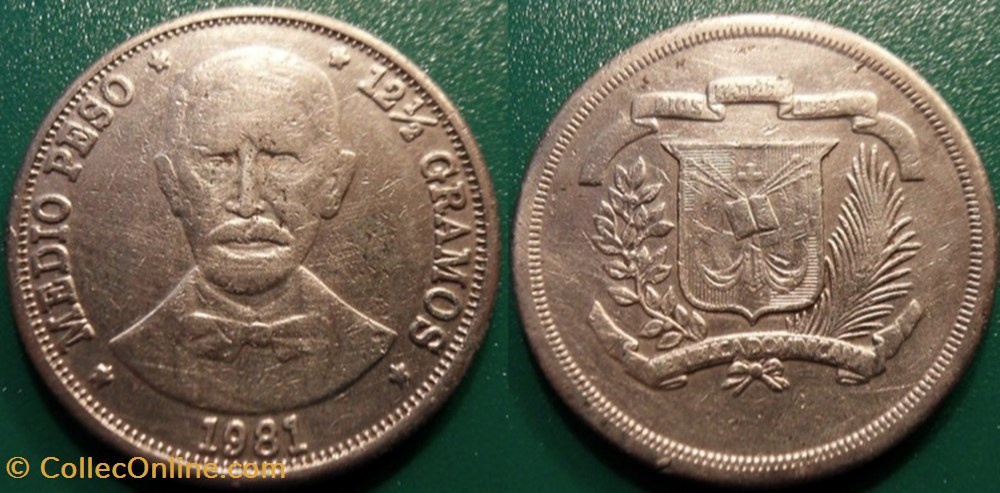 1/2 Peso 1981 monnaie monde republique dominicaine 1 2 peso 1981